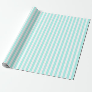 Papel De Regalo Rayas de caramelo blanco y turquesa