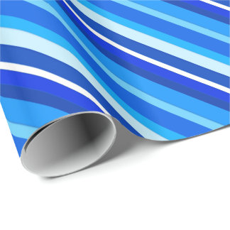 Papel De Regalo Rayas de caramelo estratificadas - cobalto y azul