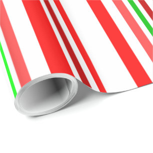 Papel De Regalo Rayas de Caramelo Rojo Blanco Verde Patrón de Raya