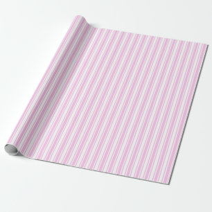 Papel De Regalo Rayas de caramelo rosa claro y blanco