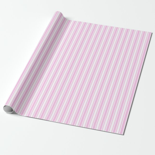 Papel De Regalo Rayas de caramelo rosa claro y blanco (Desenrollado)