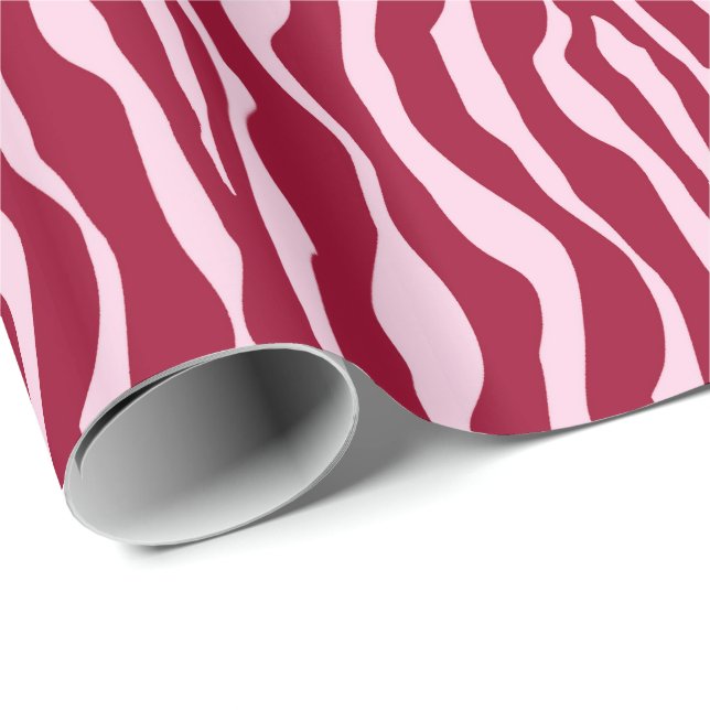 Papel De Regalo Rayas de cebra - Borgoña y rosa (Esquina del rollo)