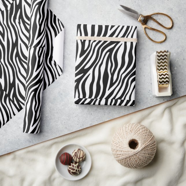 Papel De Regalo Rayas de cebra monocromáticas de moda (Artesanía)