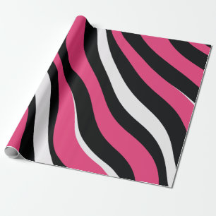 Papel De Regalo Rayas de cebra rosa y negra