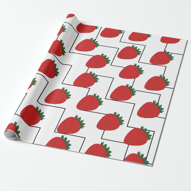 Papel De Regalo Rayas de Chevron de Fresa (Desenrollado)
