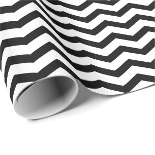 Papel De Regalo Rayas de Chevron en Blanco y Negro