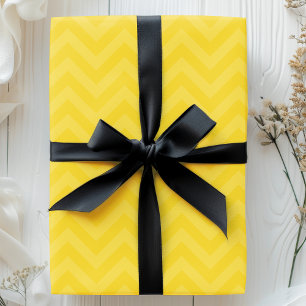 Papel De Regalo Rayas de Chevron en Zigzag Amarillo Dorado