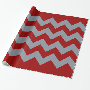 Papel De Regalo rayas de chevron rojas y grises