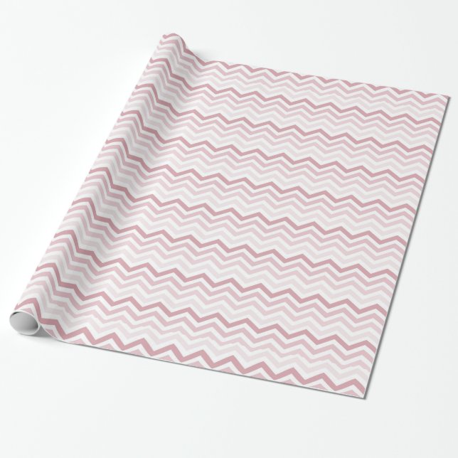 Papel De Regalo Rayas de chevron rosadas (Desenrollado)