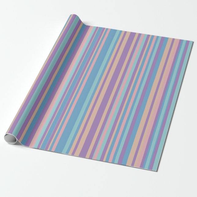 Papel De Regalo Rayas de color Patrón Pastel danés (Desenrollado)