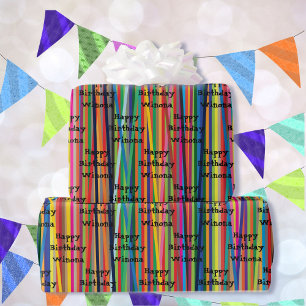 Papel De Regalo Rayas de colores y regalo de ocasión