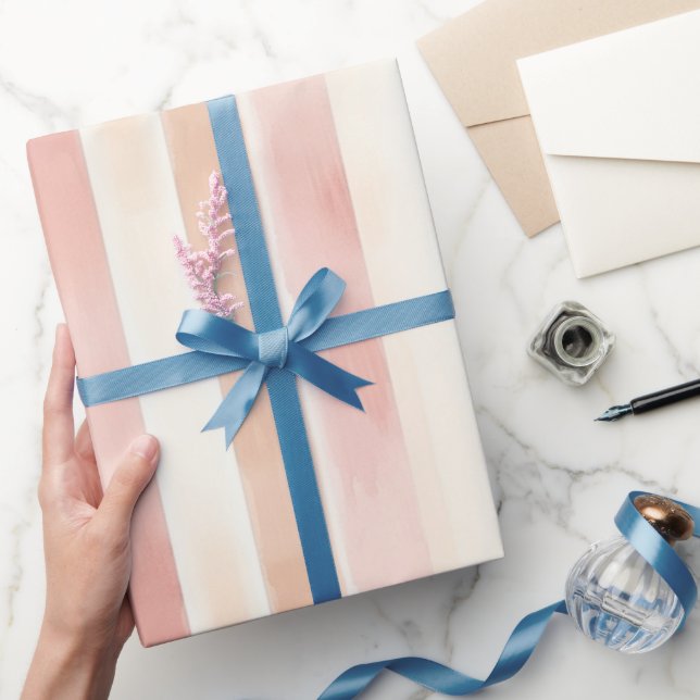 Papel De Regalo Rayas de crema rosada de bonito (Regalar)