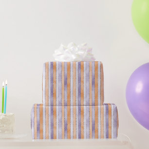 Papel De Regalo Rayas de Cumpleaños de Melocotón Lila Púrpura