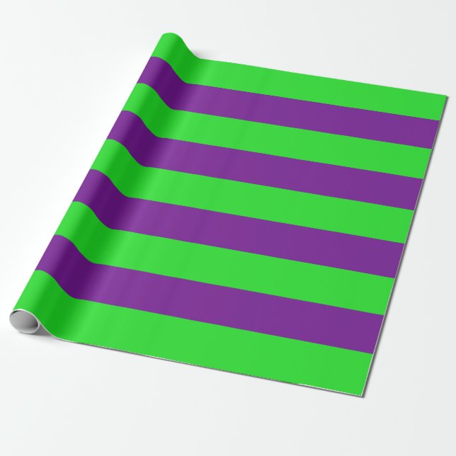 Papel De Regalo Rayas de desove verde y morado (Desenrollado)