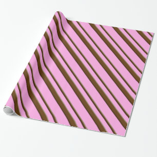 Papel De Regalo Rayas de dulces - chocolate en rosa