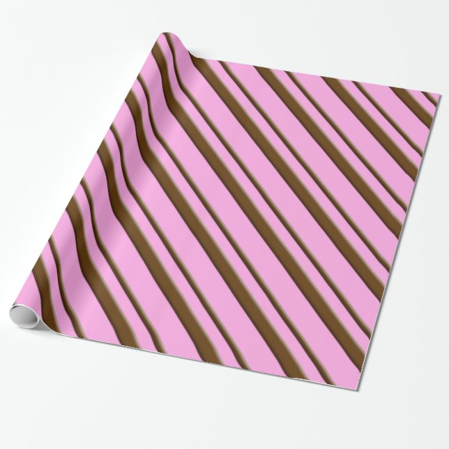 Papel De Regalo Rayas de dulces - chocolate en rosa (Desenrollado)