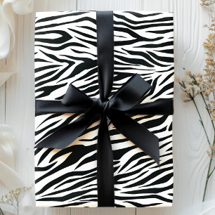 Papel De Regalo Rayas de estampado de cebra negro y blanco Patrón 