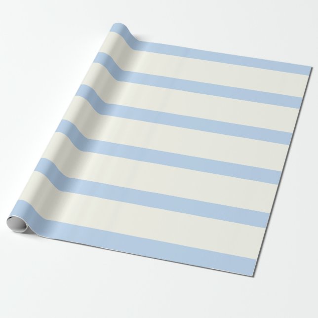 Papel De Regalo Rayas de lápiz azul claro y crema (Desenrollado)