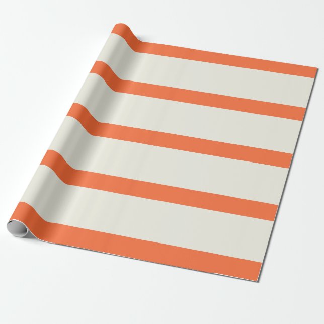 Papel De Regalo Rayas de lápiz de crema blanca y naranja (Desenrollado)