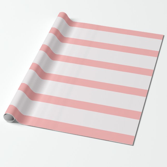 Papel De Regalo Rayas de lápiz rosa claro y crema (Desenrollado)