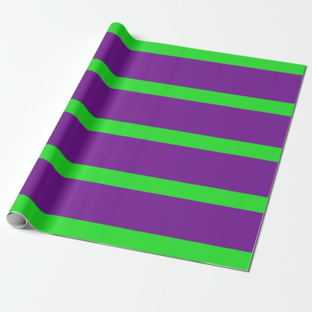 Papel De Regalo Rayas de lápiz verde y púrpura (Desenrollado)