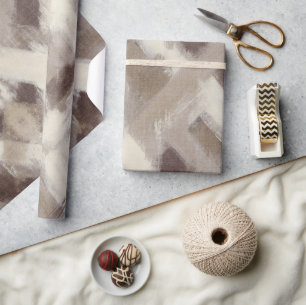Papel De Regalo Rayas de línea marrón crema