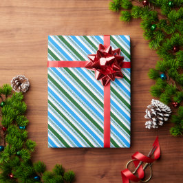 Papel De Regalo Rayas de menta diagonal verde y azul