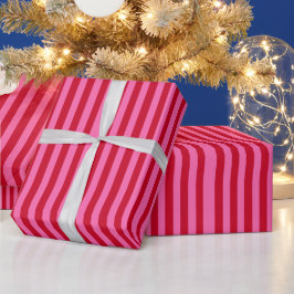 Papel De Regalo Rayas de menta rosa y rojo