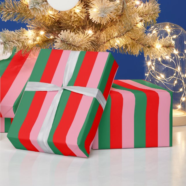 Papel De Regalo Rayas de Navidad Contemporáneas  (Vacaciones)