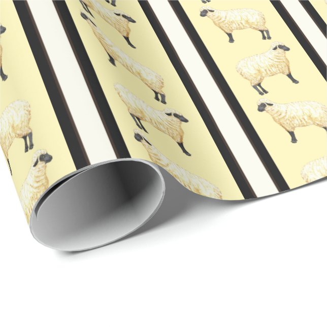 Papel De Regalo Rayas de oveja  (Esquina del rollo)