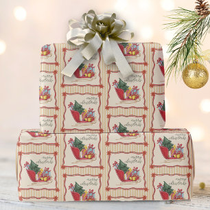 Papel De Regalo Rayas de paseo en trineo de Navidad alegre