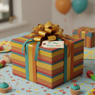 Papel De Regalo Rayas de puesta de sol de arco iris retro