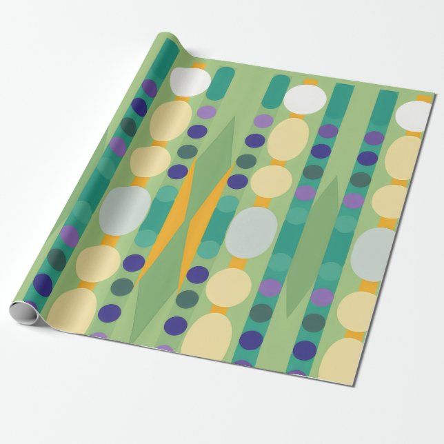 Papel De Regalo Rayas de puntos retro (Desenrollado)