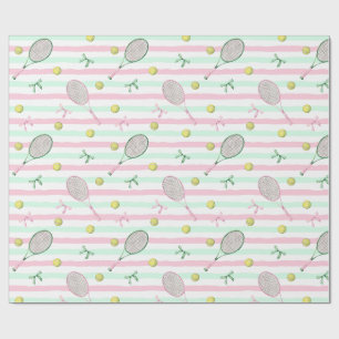 Papel De Regalo Rayas de tenis verde pálido y rosa
