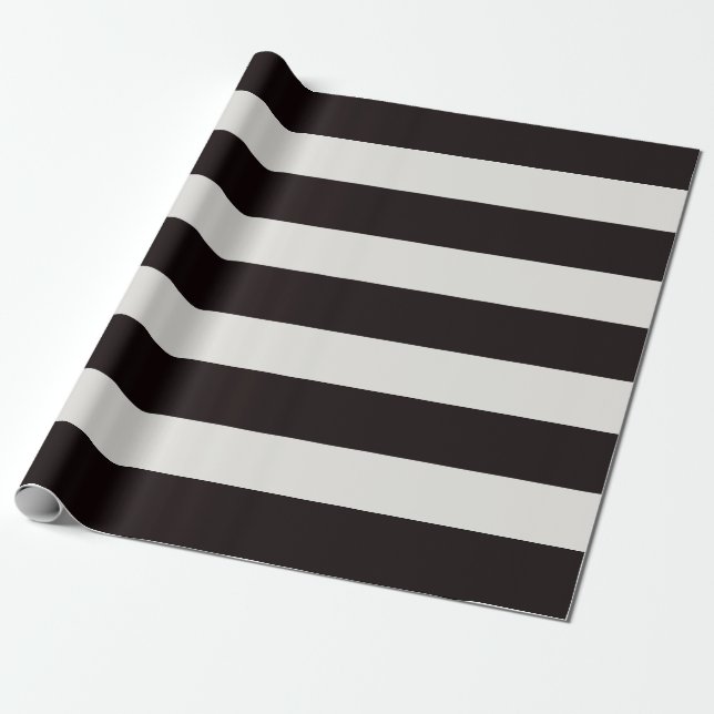 Papel De Regalo Rayas de toldo blancas y negras (Desenrollado)
