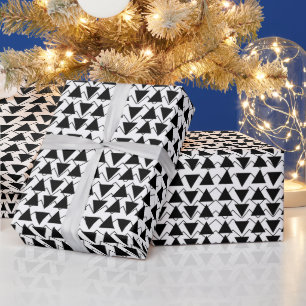 Papel De Regalo Rayas de triángulo en blanco y negro
