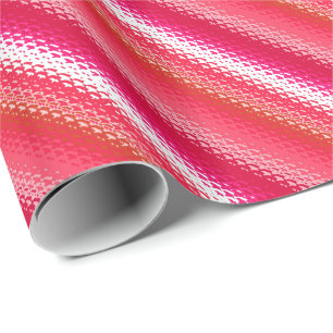 Papel De Regalo Rayas de vidrio esmerilado - rojo, rosa y blanco