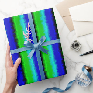 Papel De Regalo Rayas de vidrio roto azul verdoso