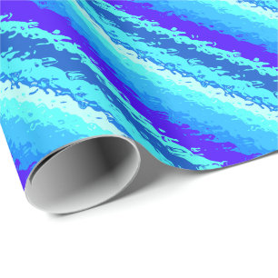 Papel De Regalo Rayas de vidrio - tonos azules del océano