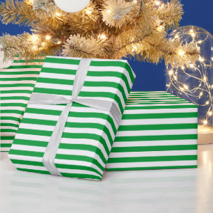 Papel De Regalo Rayas delgadas verdes y blancas