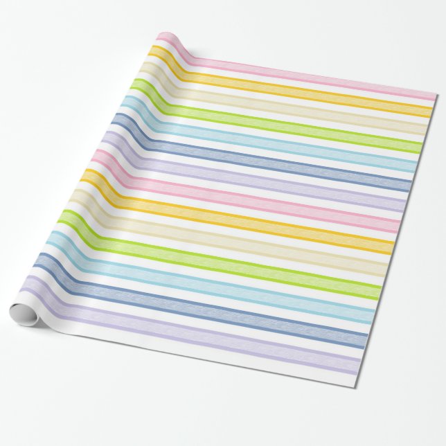 Papel De Regalo Rayas delineadas Pastel Arcoiris (Desenrollado)