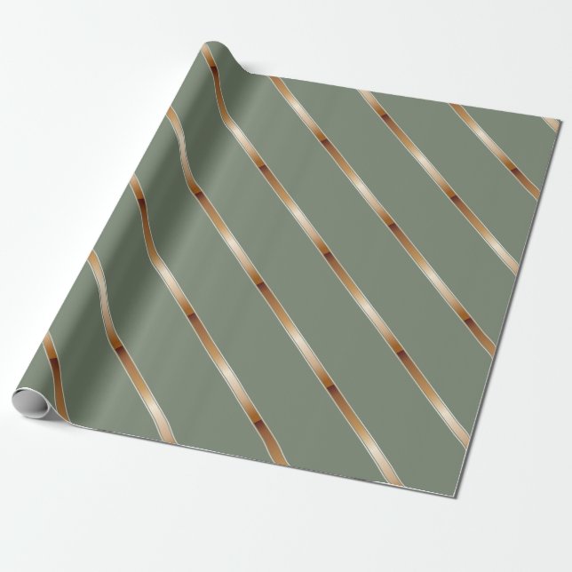Papel De Regalo Rayas diagonales metálicas de cobre gruesas (Desenrollado)