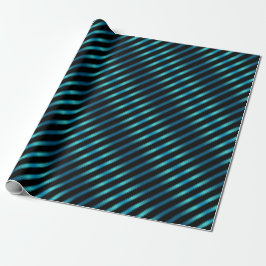 Papel De Regalo Rayas diagonales metálicas de color azul espumoso
