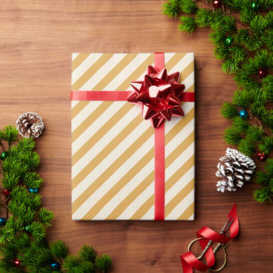 Papel De Regalo Rayas diagonales Navidades Amarillo fuera blanco