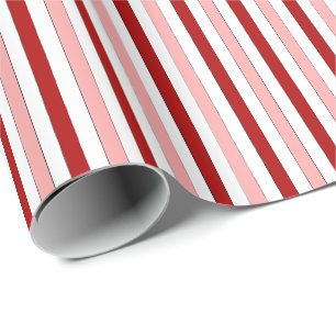 Papel De Regalo Rayas dibujadas a mano rojas, rosas y blancas