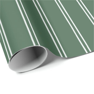 Papel De Regalo Rayas Dibujadas a Mano Vintage Verde Bosque Rúst