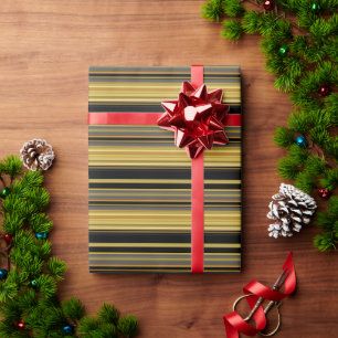 Papel De Regalo Rayas doradas negras lindas