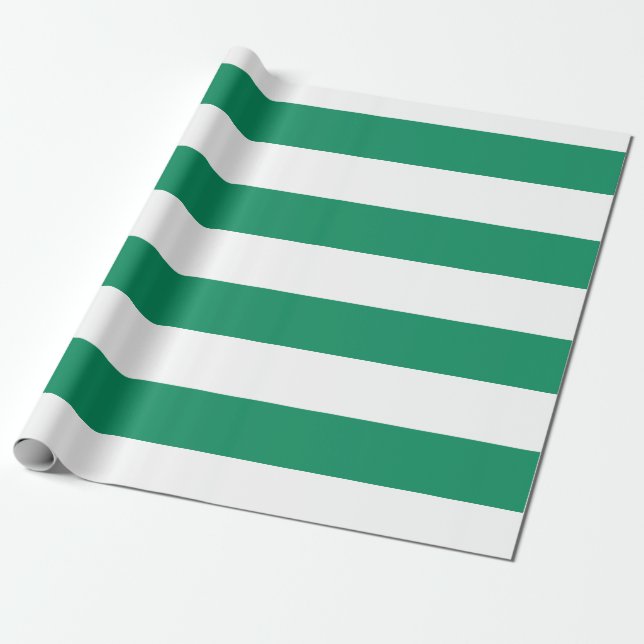 Papel De Regalo Rayas el | personalizable verde y del blanco el | (Desenrollado)
