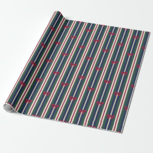 Papel De Regalo Rayas Elegantes Burgundy Lazo Navidad