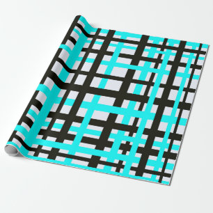 Papel De Regalo Rayas entrelazadas negro blanco verde azulado
